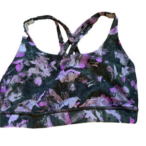 Lululemon Energy Floral Print Sports Bra - Black and Purple